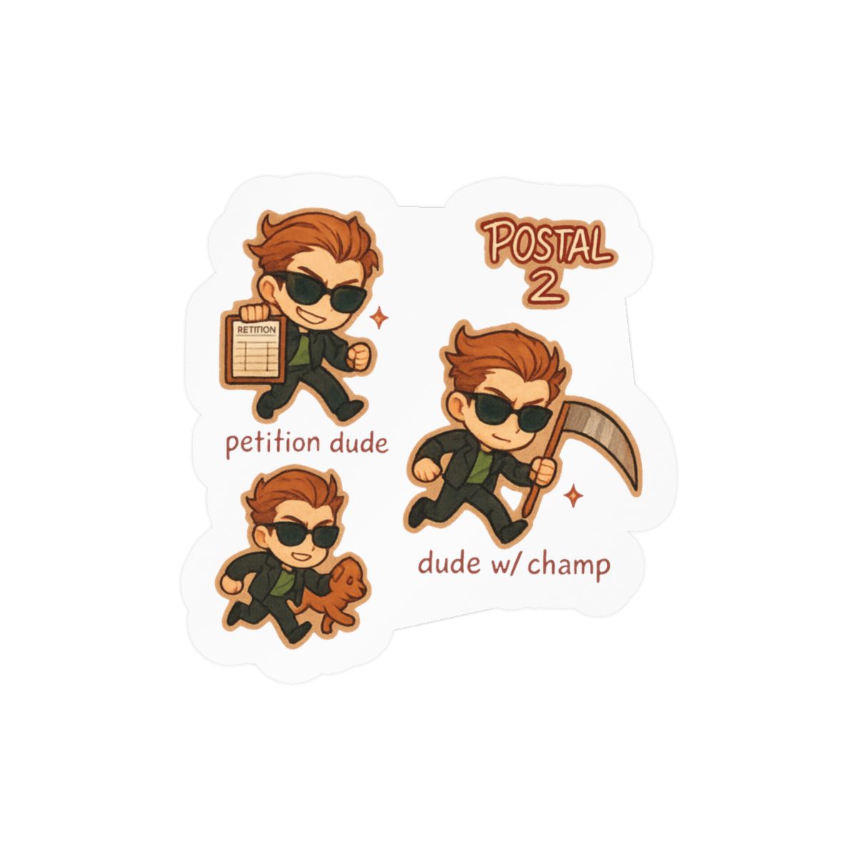 Postal 2 Dude Sticker Set | Funny Gaming Vinyl Decals