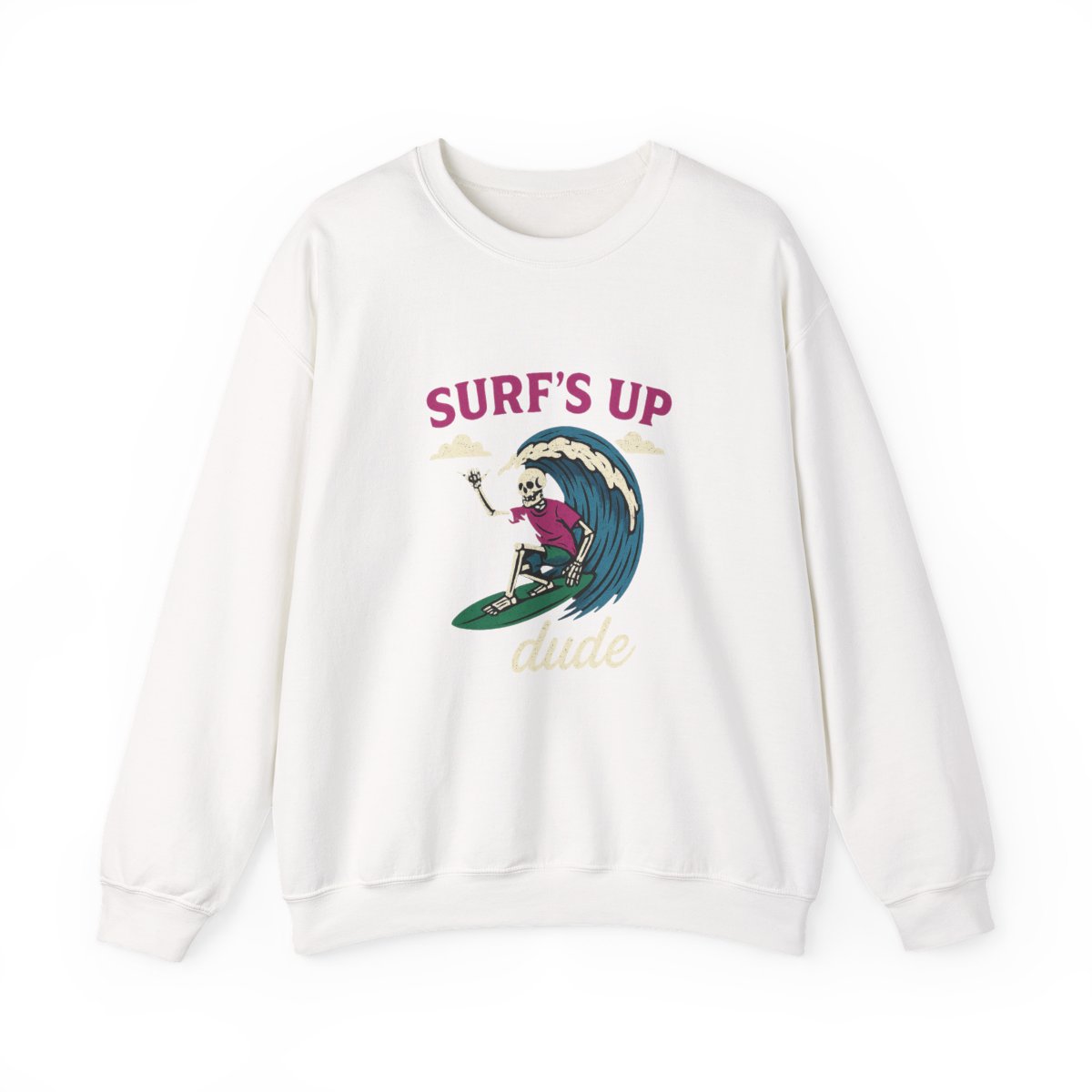 Surf's Up Dude Sustainable Crewneck Sweatshirt